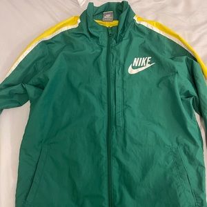 Vintage Green Nike Running and Track Jacket Medium with yellow stripe